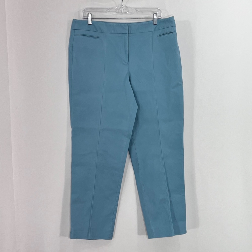 Rafaella Womens Teal Blue Straight Leg Stretch Cotton Dress Pants Size 16